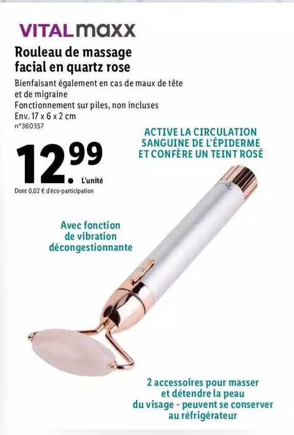 rouleau de massage facial en quartz rose vital maxx