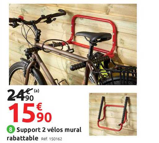 support 2 vélos mural rabattable