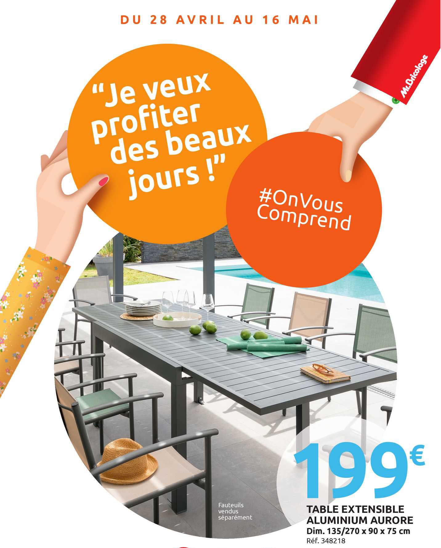 table extensible aluminium aurore