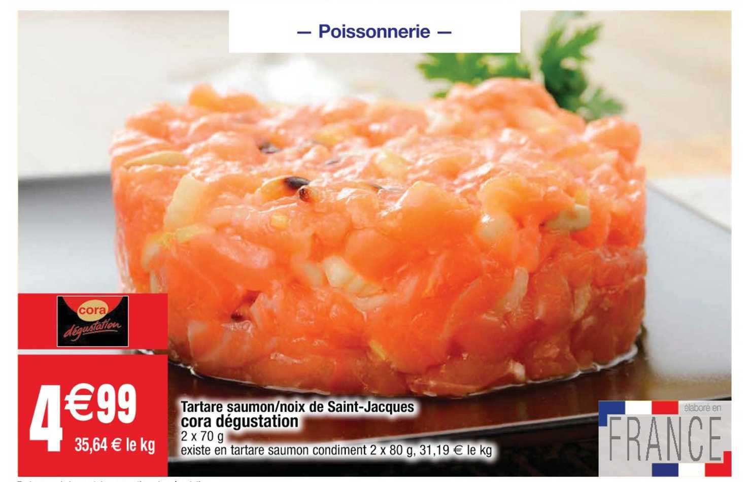 tartare saumon-noix de saint-jacques cora dégustation