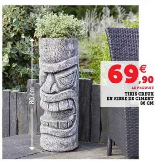 tikis creux en fibre de ciment 80 cm
