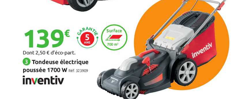tondeuse électrique poussée 1700 w inventiv