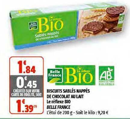 biscuits sablés nappés de chocolat au lait le réflexe bio belle france