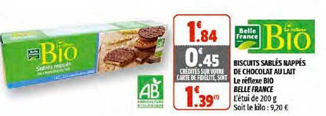 biscuits sablés nappés de chocolat au lait le réflexe bio belle france
