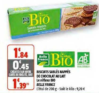biscuits sablés nappés de chocolat au lait le réflexe bio belle france