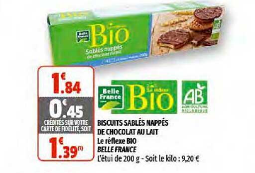 biscuits sablés nappés de chocolat au lait le réflexe bio belle france