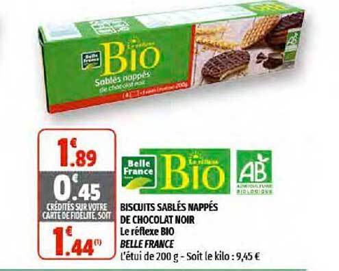 biscuits sablés nappés de chocolat noir le réflexe bio belle france