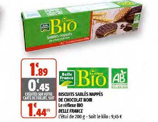 biscuits sablés nappés de chocolat noir le réflexe bio belle france