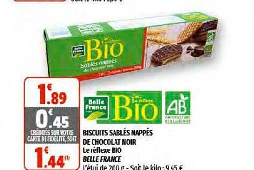biscuits sablés nappés de chocolat noir le réflexe bio belle france