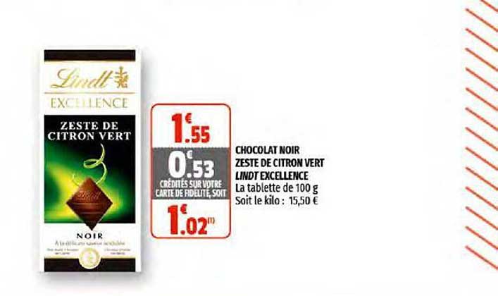 chocolat noir zeste de citron vert lindt excellence