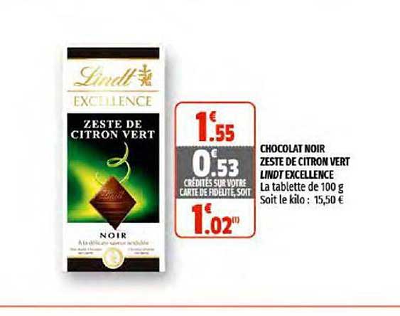 chocolat noir zeste de citron vert lindt excellence