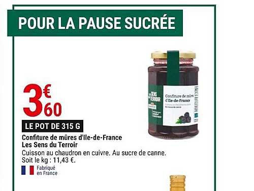 confiture de mûres d'île-de-france les sens du terroir