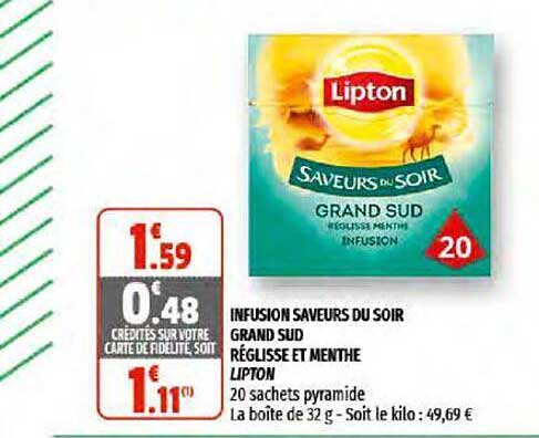 infusion saveurs du soir grand sud réglisse et menthe lipton