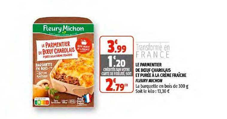 Le Parmentier De Boeuf Charolais Et Purée à La Crème Fraîche Fleury Michon