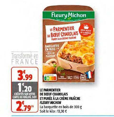 Le Parmentier De Boeuf Charolais Et Purée à La Crème Fraîche Fleury Michon