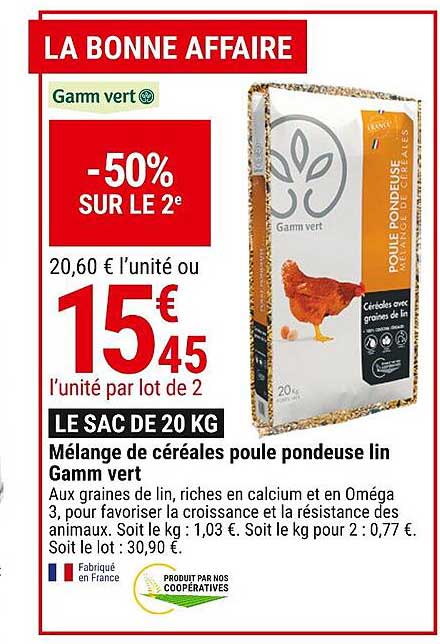 mélange de céréales poule pondeuse lin gamm vert