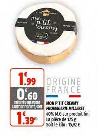 mon p'tit creamy fromagerie milleret