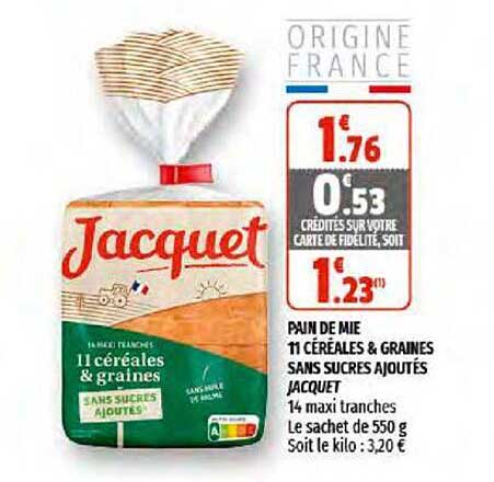 Pain De Mie 11 Céréales & Graines Sans Sucres Ajoutés Jacquet