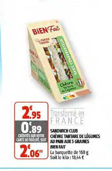 sandwich club chèvre tartare de légumes au pain aux 5 graines bien fait