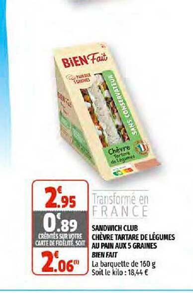 sandwich club chèvre tartare de légumes au pain aux 5 graines bien fait