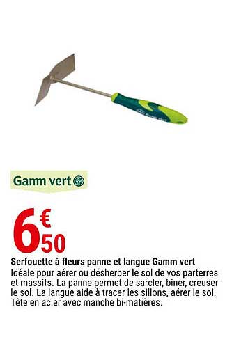 serfouette à fleurs panne et langue gamm vert