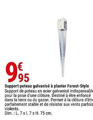 support poteau galvanisé à planter forest-style