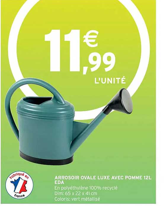 arrosoir ovale luxe avec pomme 12l eda