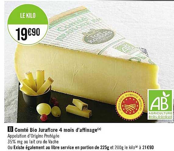 comté bio juraflore 4 mois d'affinage