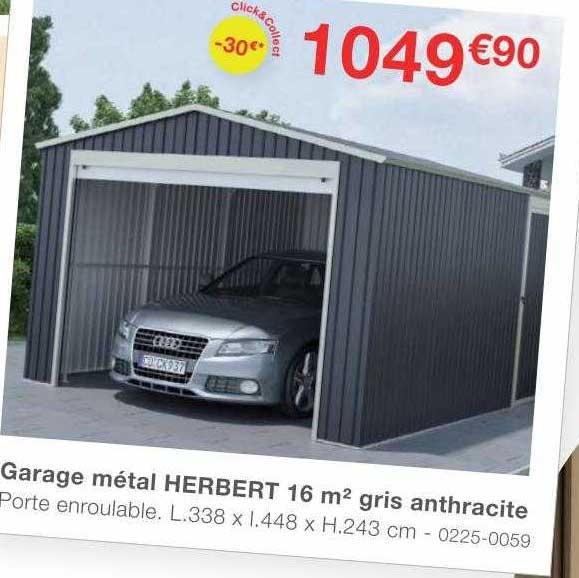 Garage Métal Herbert 16 M² Gris Anthracite