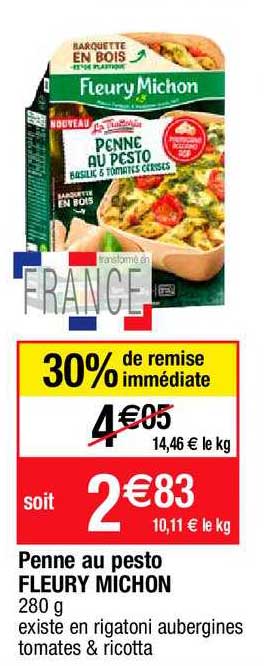 penne au pesto fleury michon