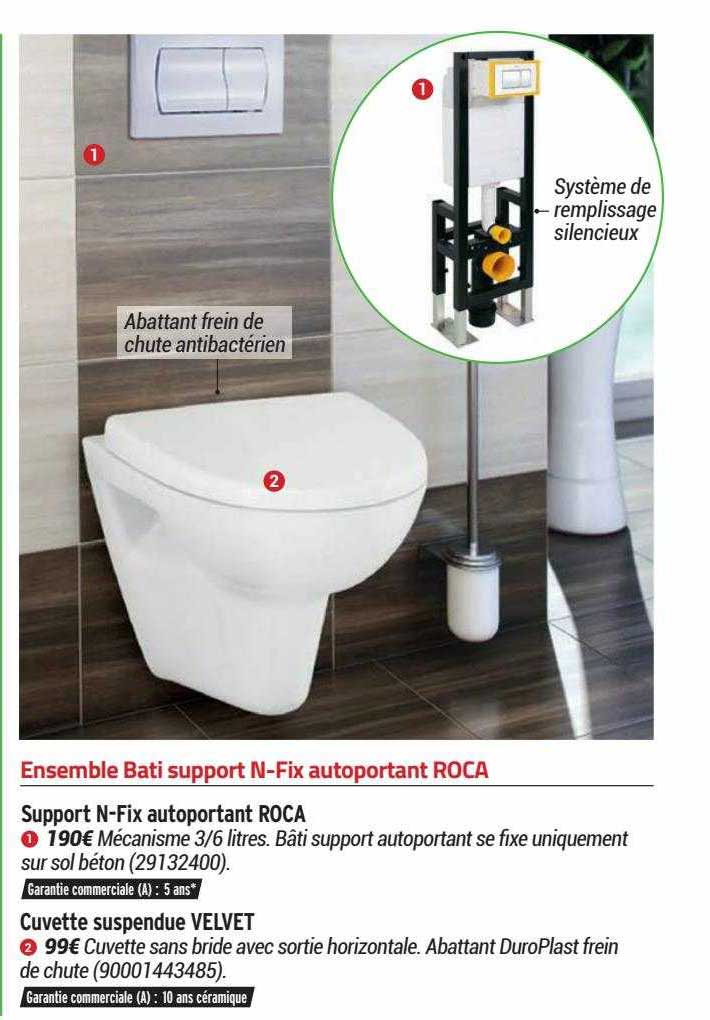 support n-fix autoportant roca, cuvette suspendue velvet