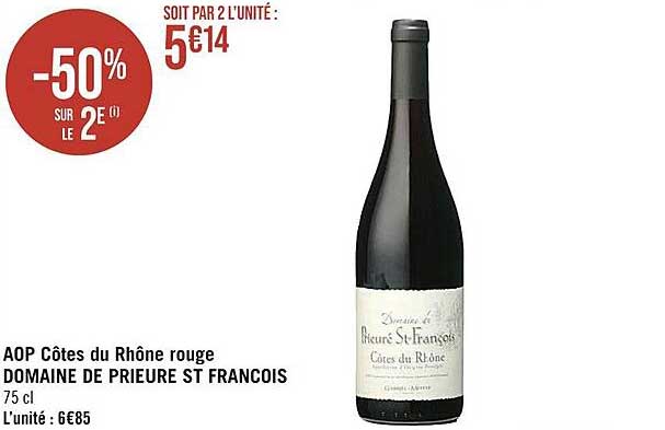 aop côtes du rhône rouge domaine de prieure st françois
