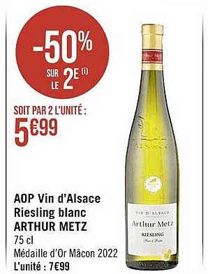 aop vin d'alsace riesling blanc arthur metz