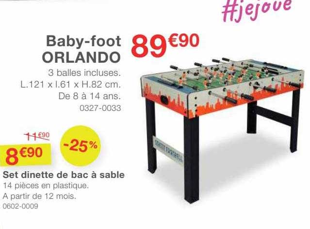 baby-foot orlando, set dinette de bac à sable