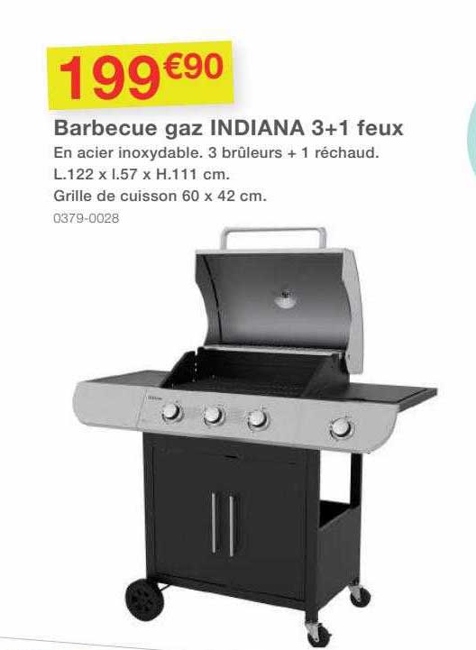 barbecue gaz indiana 3+1 feux