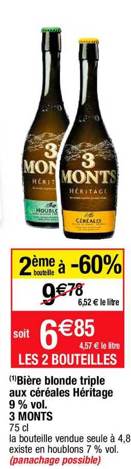 bière blonde triple aux céréales héritage 9% vol 3 monts