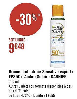 brume protectrice sensitive expert+ fps50+ ambre solaire garnier