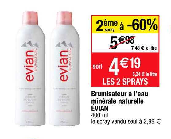 brumisateur à l'eau minérale naturelle évian