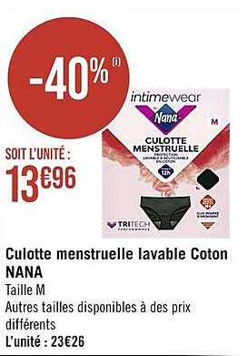 culotte menstruelle lavable coton nana