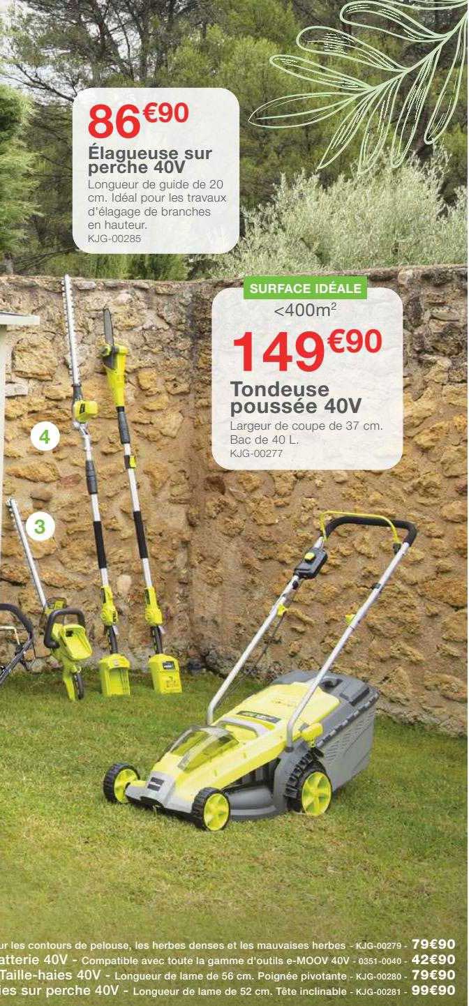 élagueuse sur perche 40v, tondeuse poussée 40v