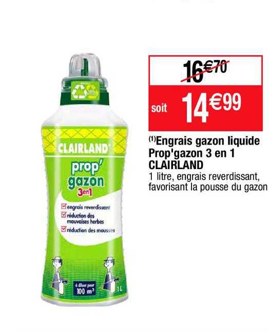 Engrais Gazon Liquide Prop'gazon 3 En 1 Clairland
