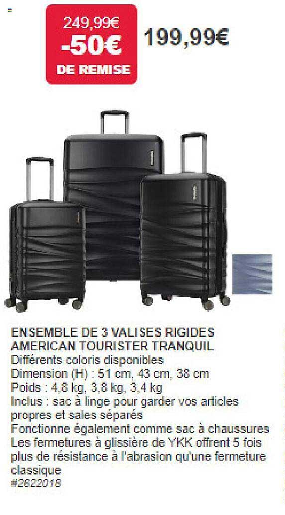 ensemble de 3 valises rigides american tourister tranquil