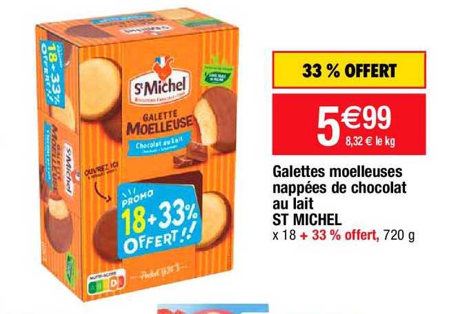 galettes moelleuses nappées de chocolat au lait st michel