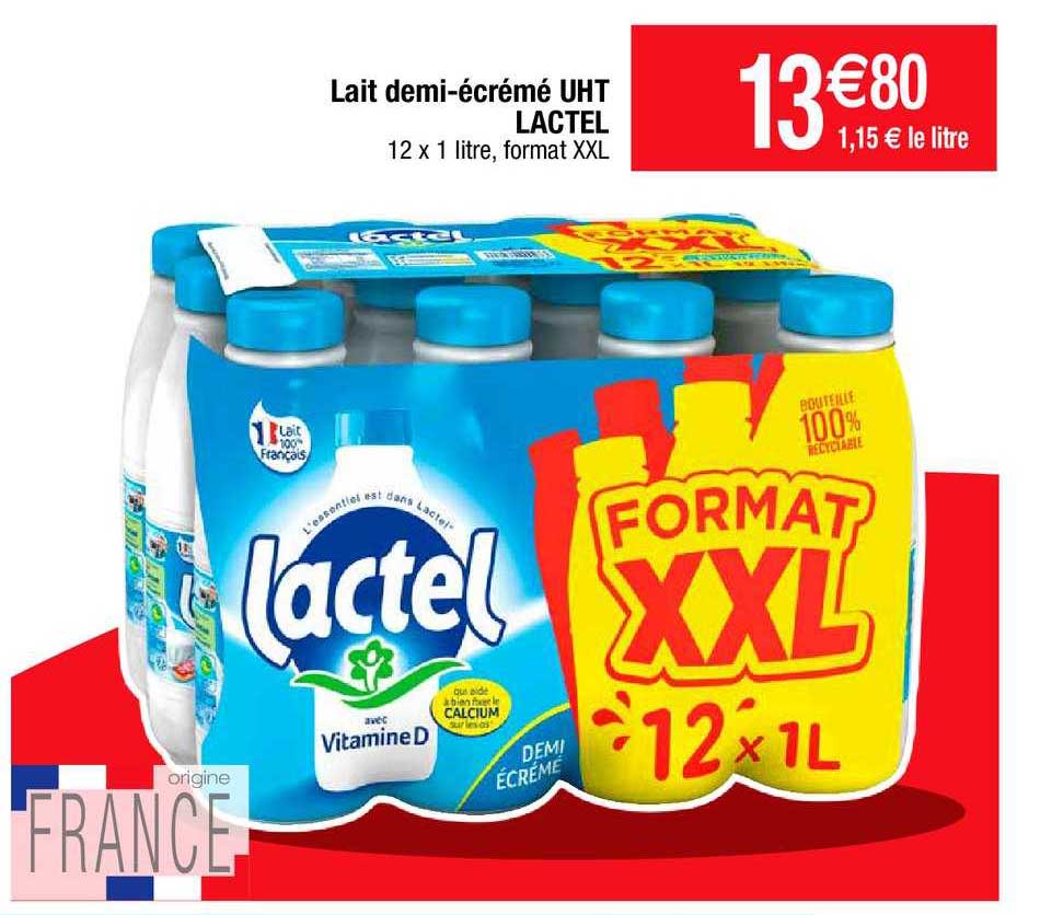 lait demi-écrémé uht lactel