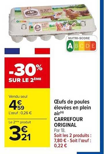 œufs de poules élevées en plein air carrefour original