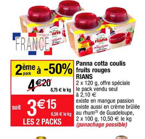panna cotta coulis fruits rouges rians