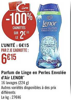 parfum de linge en perles envolée d'air lenor