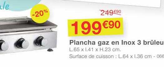 plancha gaz en inox 3 brûleurs