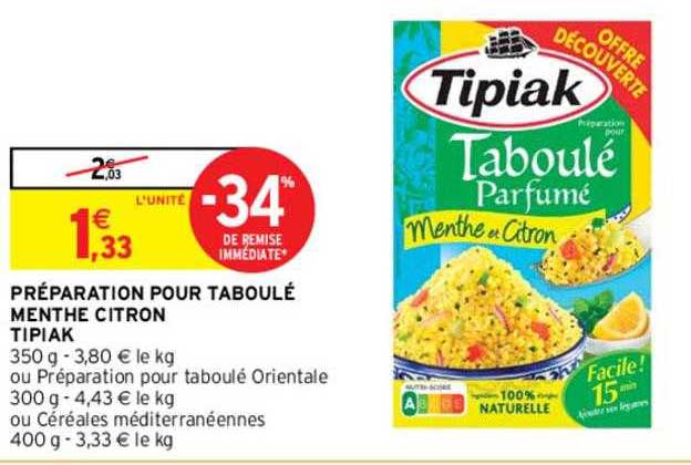 Préparation Pour Taboulé Menthe Citron Tipiak