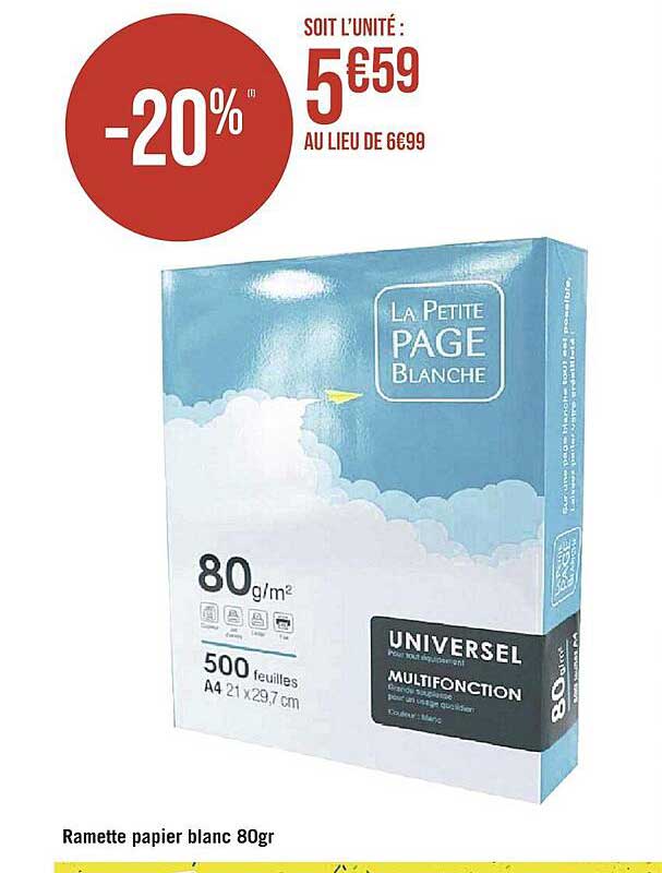 ramette papier blanc 80gr